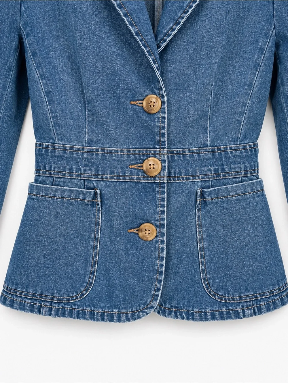 Banana Republic Denim Blazer Jacket Women’s Size 0 Button Front Peplum Style - Picture 4 of 6